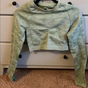 Gymshark Green Camo Long Sleeve Crop